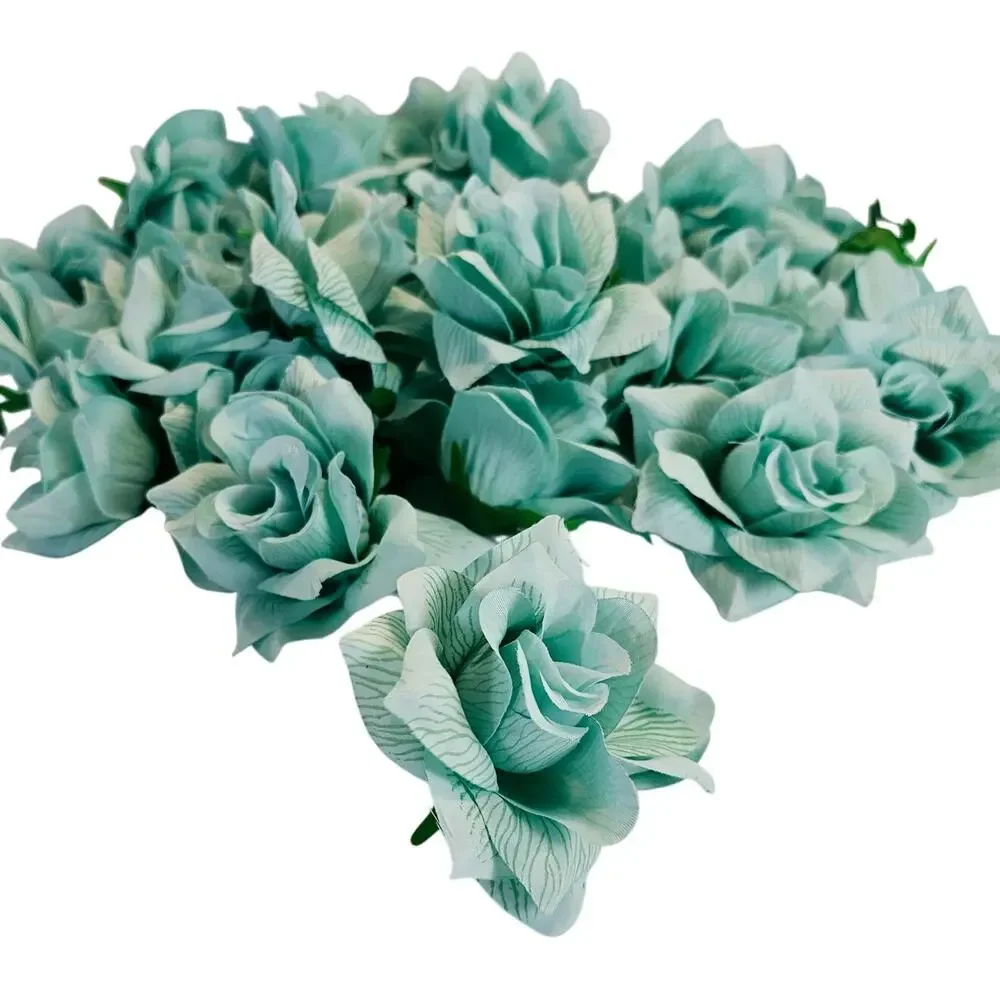 Aqua Artificial Silk Rose Flower Heads Wedding Craft 4